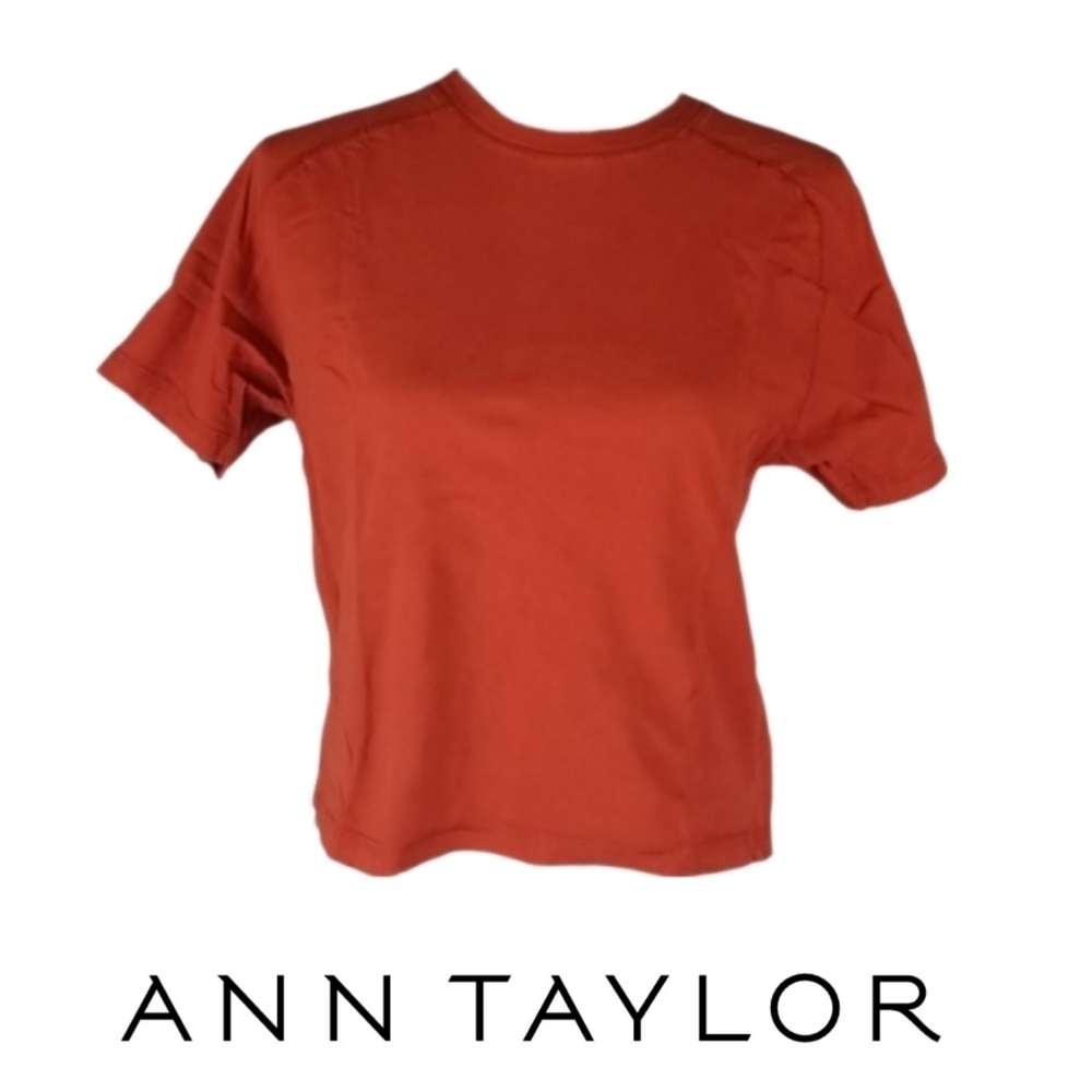 Ann Taylor Orange Cotton Vintage Tee
